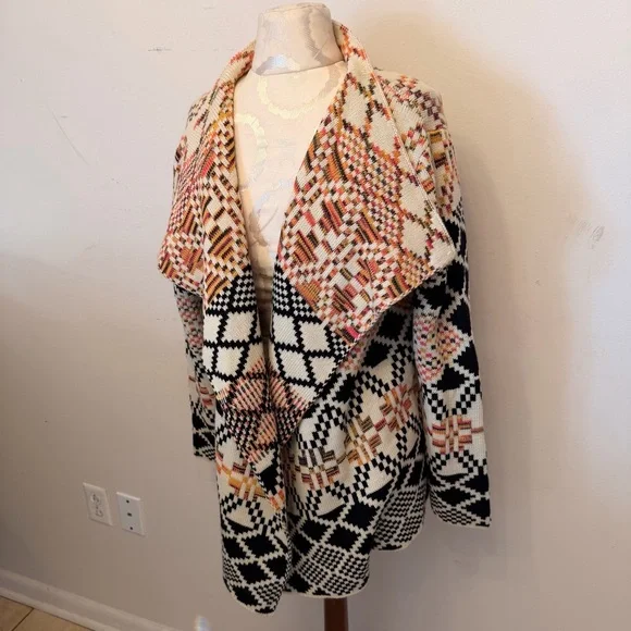 Highness Patterned Open Front Cardigan OSFA 100% Acrylic NWT - Picture 3 of 8
